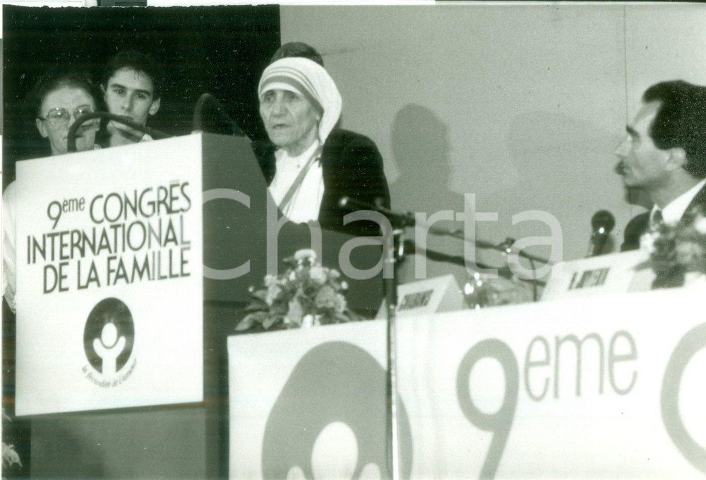 Fotografia d epoca originale 1986 PARIS Madre Teresa di CALCUTTA al CongrÃ¨s de la Famille Fotografia 1