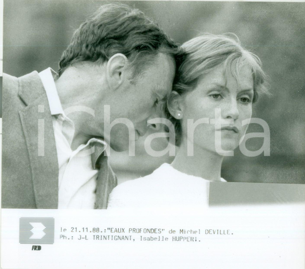 Fotografia d epoca originale 1988 CINEMA Isabelle HUPPERT JeanLouis TRINTIGNANT Eaux profondes Foto scena 1