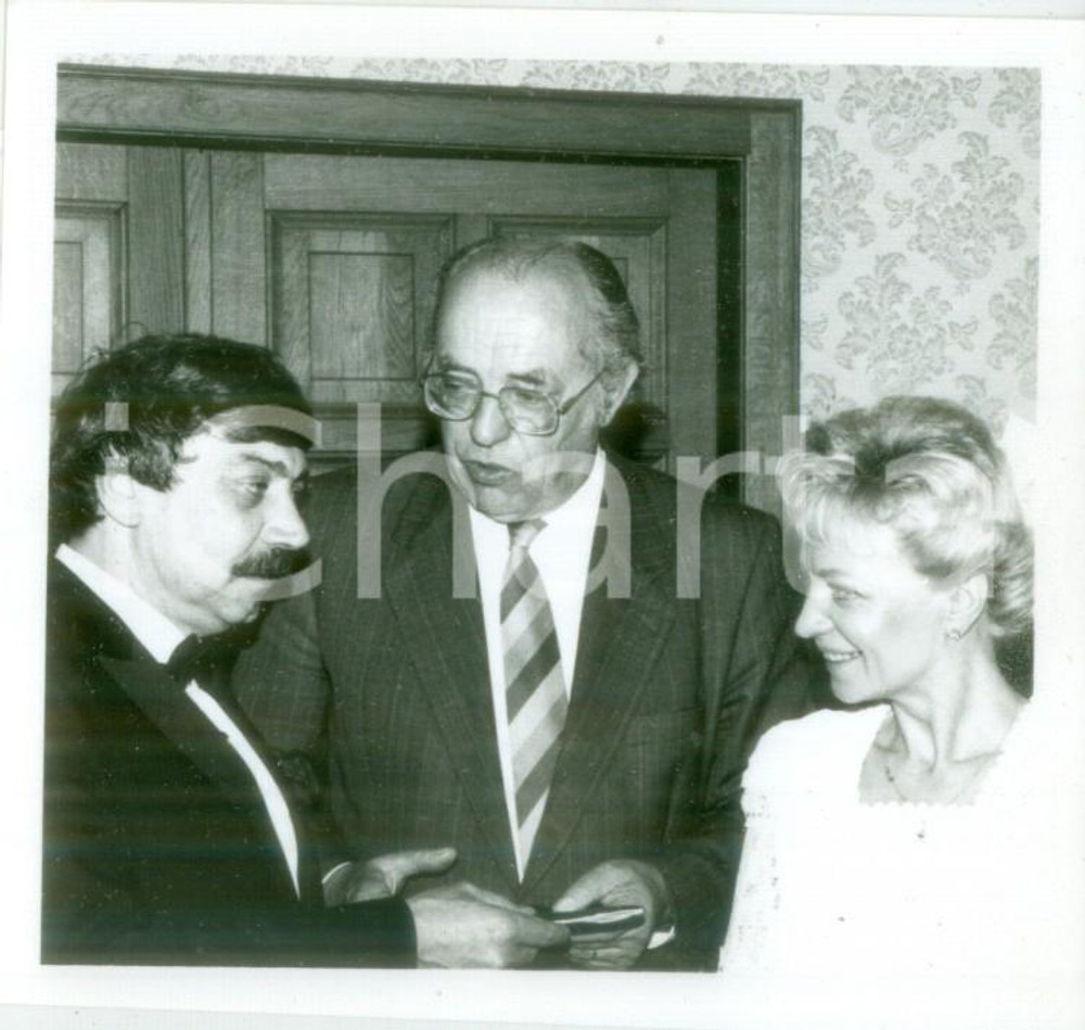 Fotografia d epoca originale 1990 ca SOULTZHAUTRHIN FRANCE Henri GOETSCHY a un incontro ufficiale Foto 1
