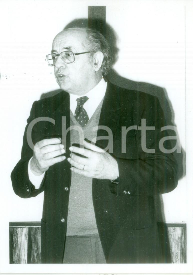 Fotografia d epoca originale 1988 MULHOUSE FRANCE Politico Henri GOETSCHY tiene un discorso Fotografia 1