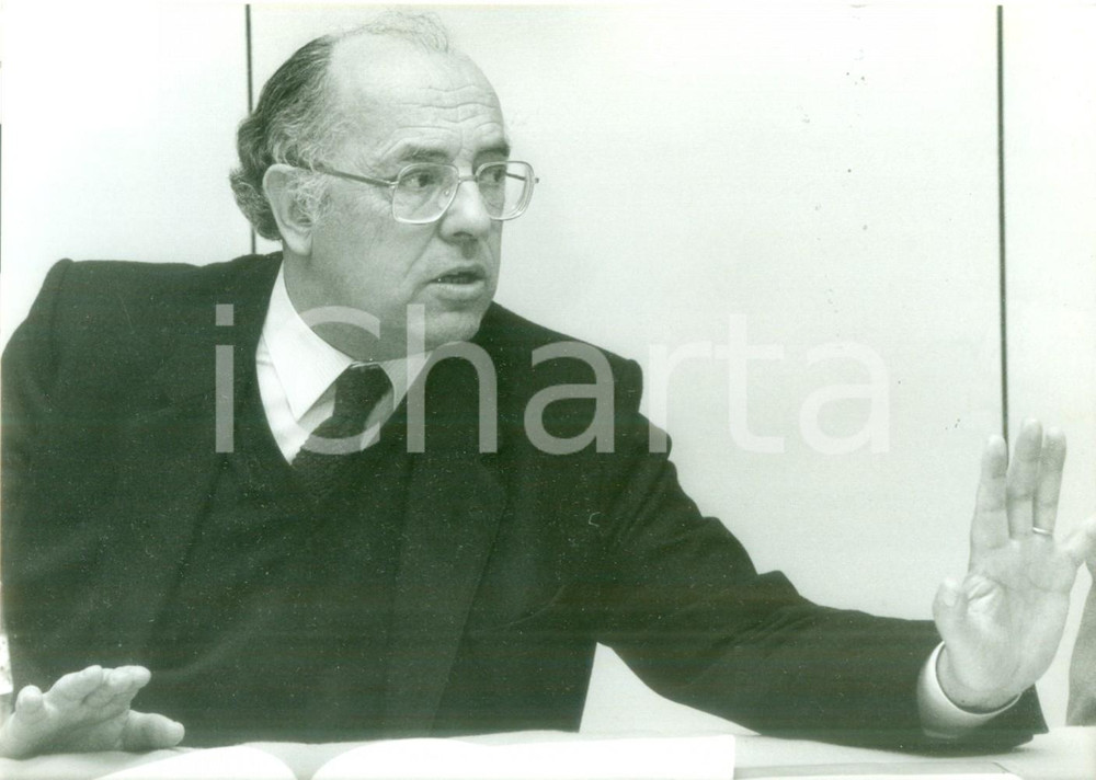 Fotografia d epoca originale 1985 FRANCE Politico Henri GOETSCHY a un convegno Fotografia 1