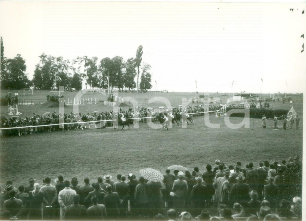 Cartolina originale da collezione 1955 ca SVIZZERA EQUITAZIONE Gara di galoppo all ippodromo Cartolina FG NV 1