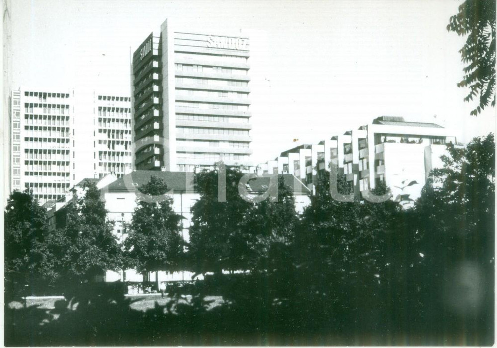 Fotografia d epoca originale 1985 ca BASEL SVIZZERA Edifici stabilimento principale fabbrica SANDOZ Foto 1