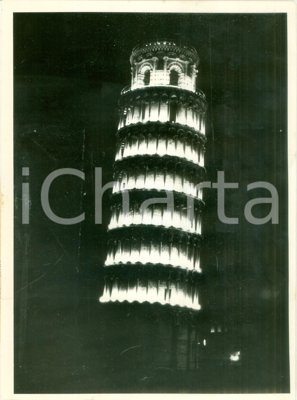Fotografia d epoca originale 1957 PISA La Torre illuminata per la festa di SAN RANIERI Fotografia 1