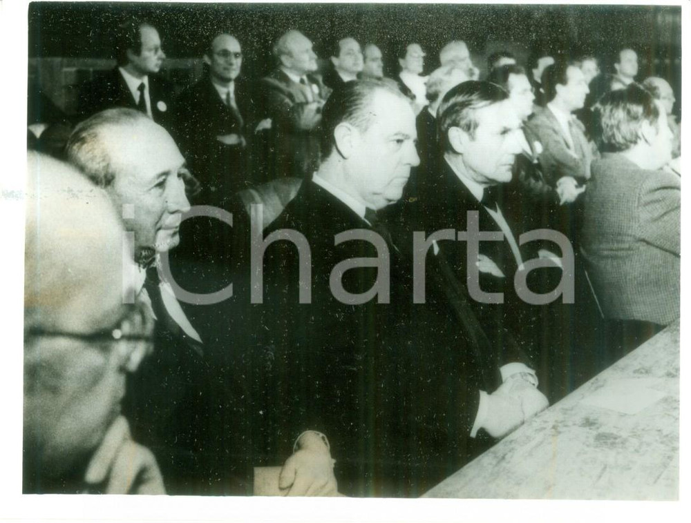 Fotografia d epoca originale 1986 ALSACE FRANCE Politico Raymond BARRE a una conferenza Fotografia 1