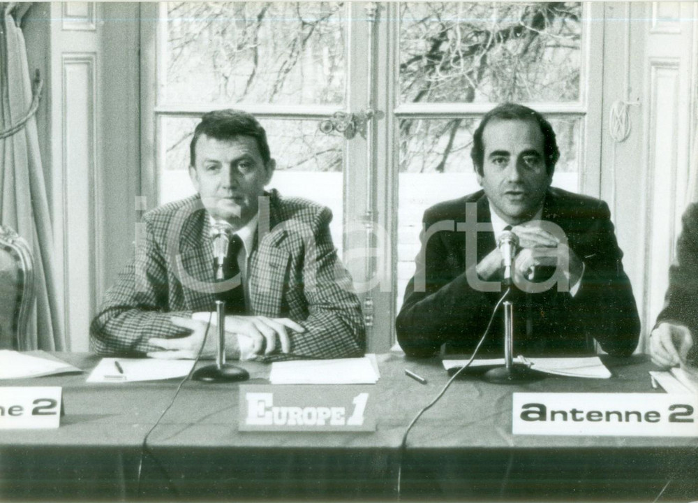 Fotografia d epoca originale 1990 ca FRANCE Giornalista JeanPierre ELKABBACH ai microfoni di Antenne 2 Foto 1