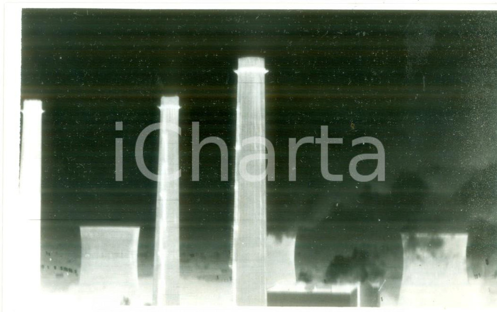 Fotografia d epoca originale 1984 CARLING SVIZZERA Inquinamento dell aria Centrali Foto sovraesposizione 1