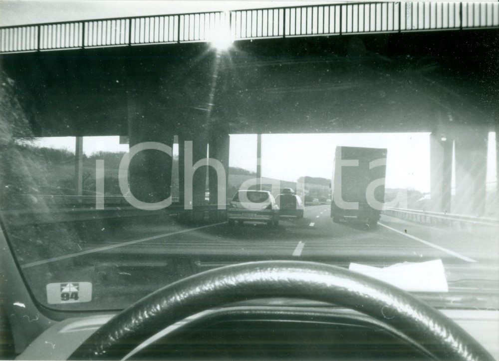 Fotografia d epoca originale 1994 ALSACE FRANCE Traffico sulla nuova autostrada Fotografia POV 1