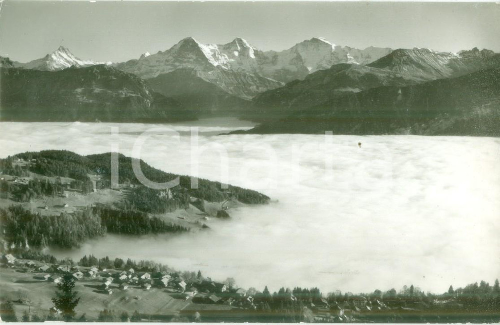 Cartolina originale da collezione 1980 ca BEATENBERG SWITZERLAND Mare di nebbia su SCHRECKHORN Cartolina FP NV 1