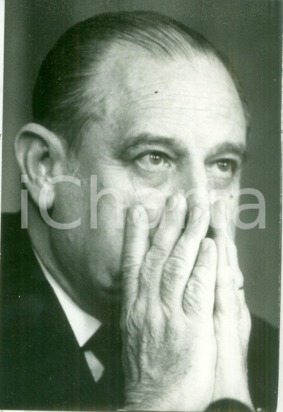 Fotografia d epoca originale 1988 PARIS Raymond BARRE durante la conferenza stampa Projet sur la France Foto 1