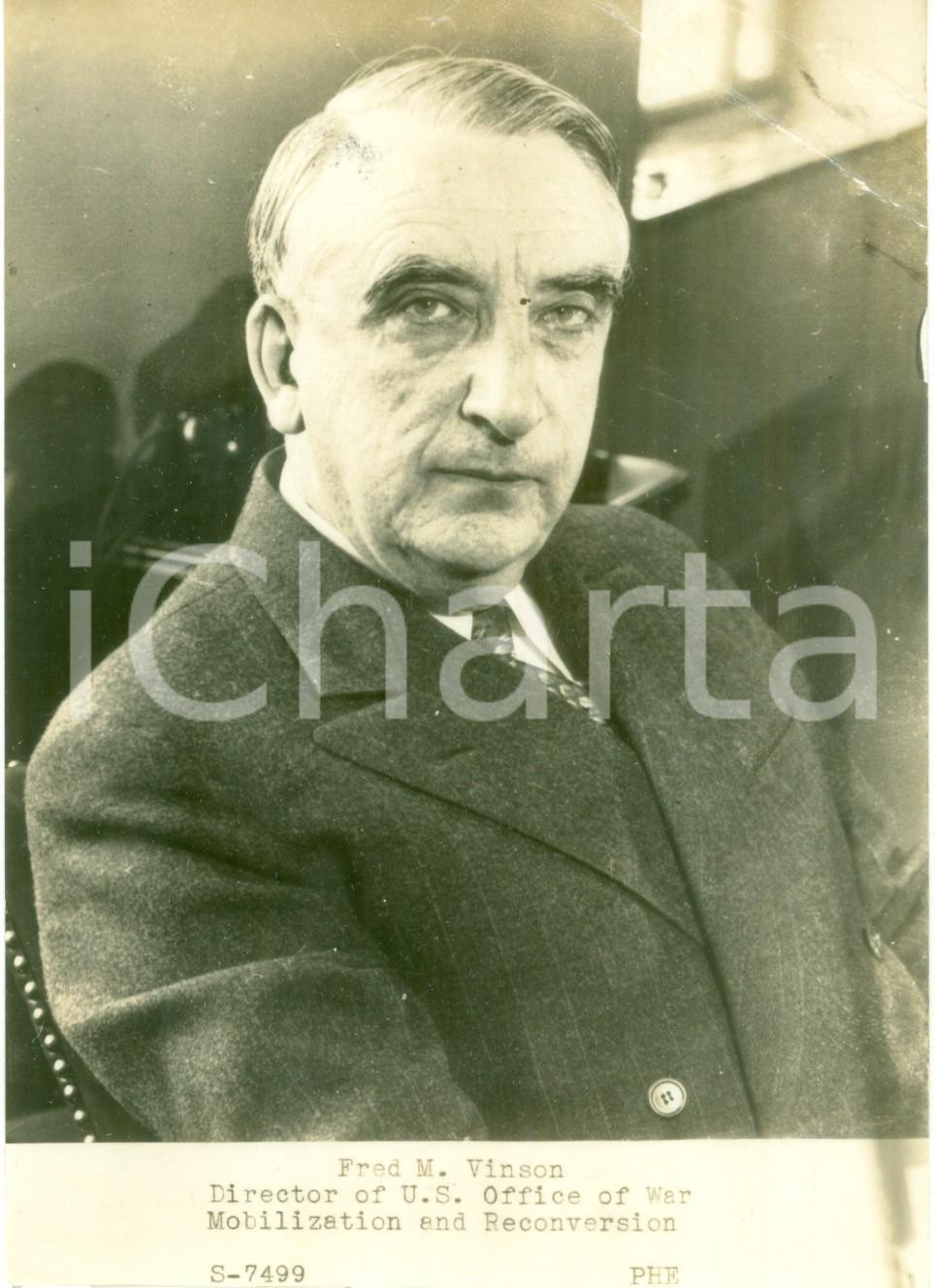 Fotografia d epoca originale 1950 ca WASHINGTON Fred M. VINSON Director U.S. Office of War Mobilization 2 1