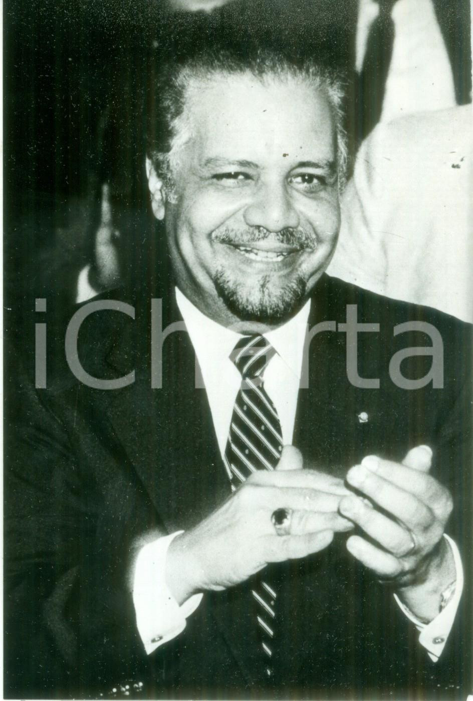 Fotografia d epoca originale 1986 PARIS FRANCE Sceicco Ahmed ZAKI YAMANI Ministro del petrolio saudita FOTO 1