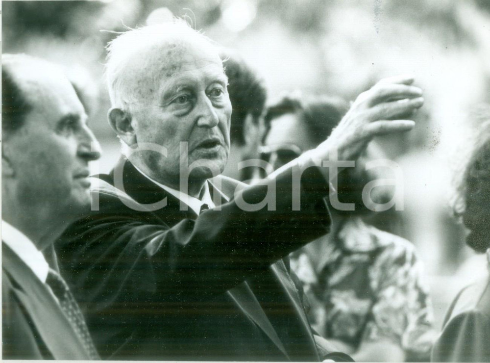 Fotografia d epoca originale 1983 PARIS FRANCE Presidente Pierre PFLIMLIN a un incontro Fotografia 1