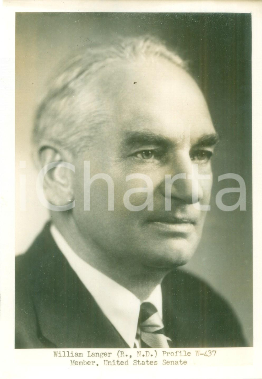 Fotografia d epoca originale 1950 ca USA Senatore William LANGER United States Senate Fotografia 1