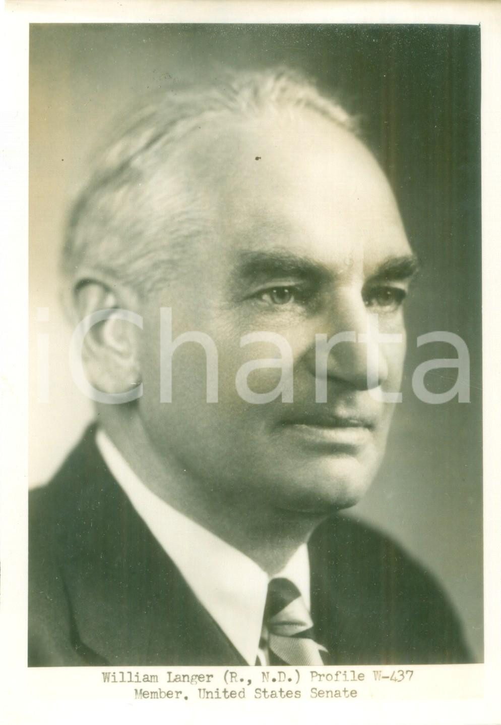 Fotografia d epoca originale 1950 ca USA Senatore William LANGER United States Senate Fotografia 1