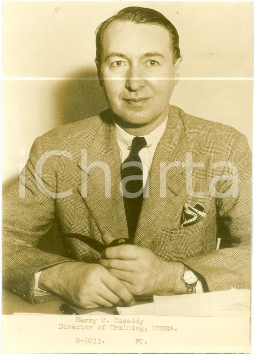 Fotografia d epoca originale 1950 ca USA Harry M. CASSIDY Director of Training UNRRA Fotografia 1