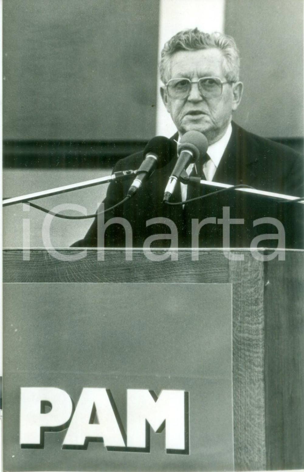 1987 MULHOUSE (FRANCE) Sindacalista Théo BRAUN inaugura rotative PAM *Fotografia