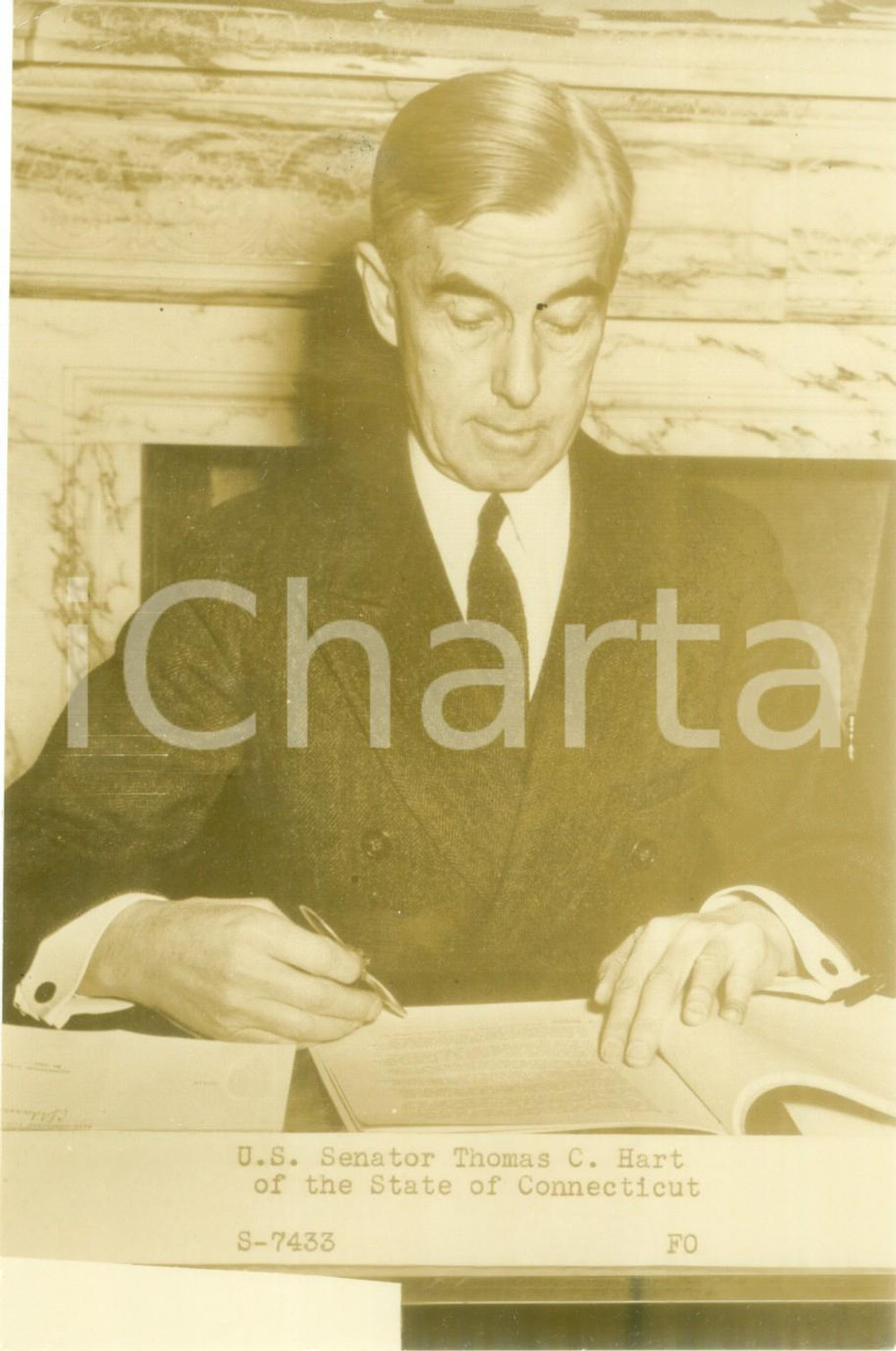 Fotografia d epoca originale 1955 ca USA Senator Thomas C. HART of the State of CONNECTICUT Fotografia 1