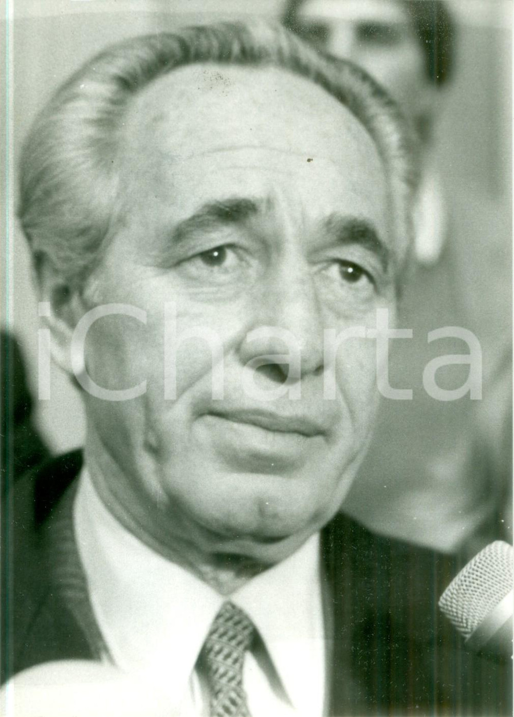 Fotografia d epoca originale 1984 PARIS Leader israeliano Shimon PERES in visita ufficiale Fotografia 1