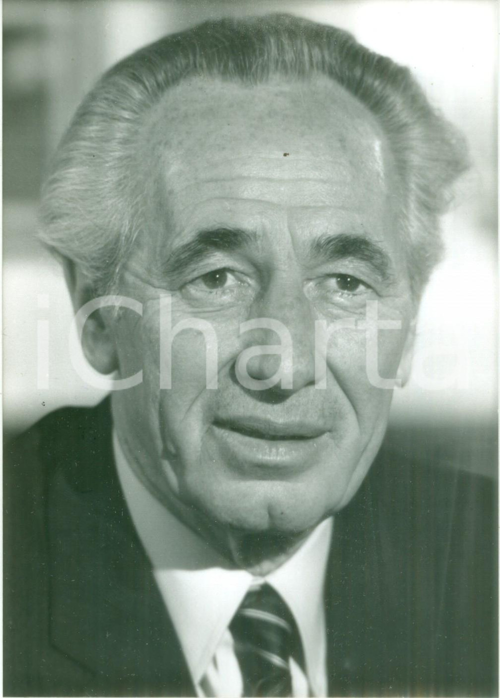 Fotografia d epoca originale 1990 PARIS Leader israeliano Shimon PERES in visita ufficiale Fotografia 1