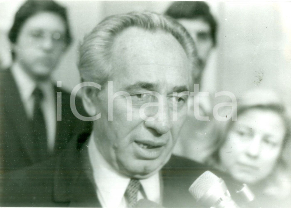 Fotografia d epoca originale 1983 PARIS Shimon PERES leader israeliano in visita all ELISEO Fotografia 1