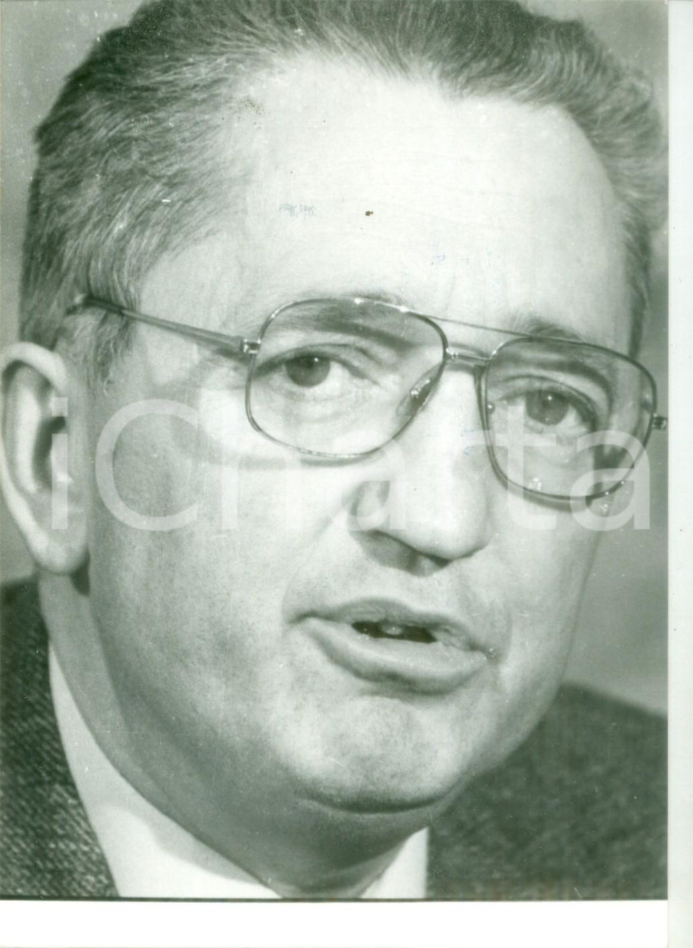 Fotografia d epoca originale 1984 PARIS Edmond MAIRE Segretario CFDT in conferenza stampa Fotografia 1