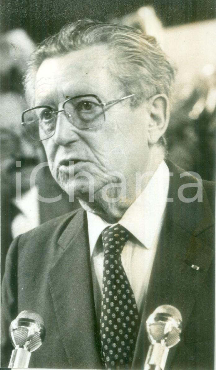1986 STRASBOURG (FRANCE) Sindacalista Théo BRAUN in conferenza stampa Fotografia