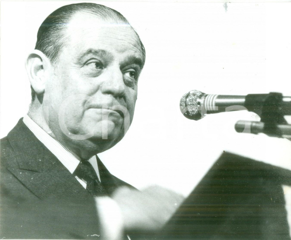 Fotografia d epoca originale 1985 PARIS Politico Raymond BARRE in conferenza stampa Fotografia 1