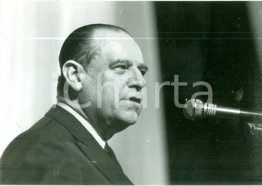 Fotografia d epoca originale 1985 PARIS Politico Raymond BARRE in conferenza stampa Fotografia 1