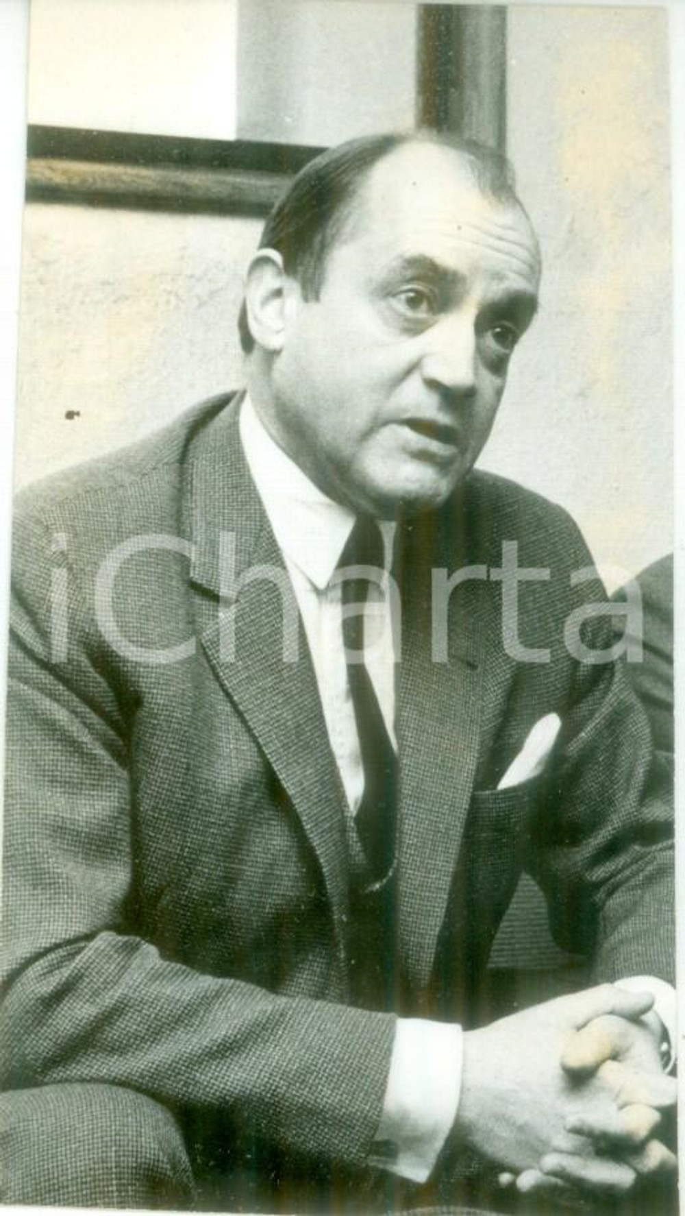 Fotografia d epoca originale 1980 ca PARIS Claude CHEYSSON in conferenza stampa Fotografia 1