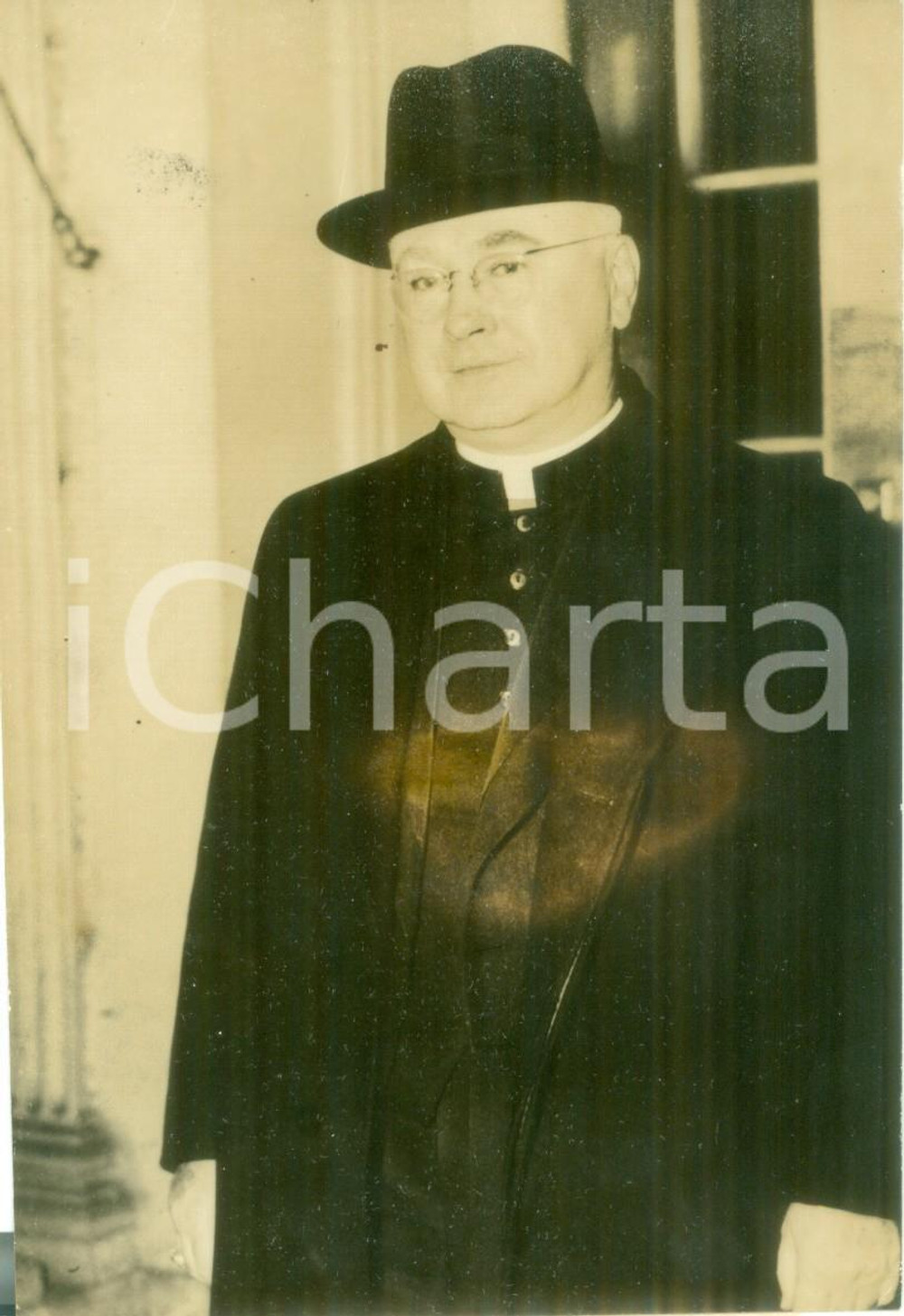 Fotografia d epoca originale 1944 WASHINGTON USA Arcivescovo Francis J. SPELLMAN alla Casa Bianca Foto 1
