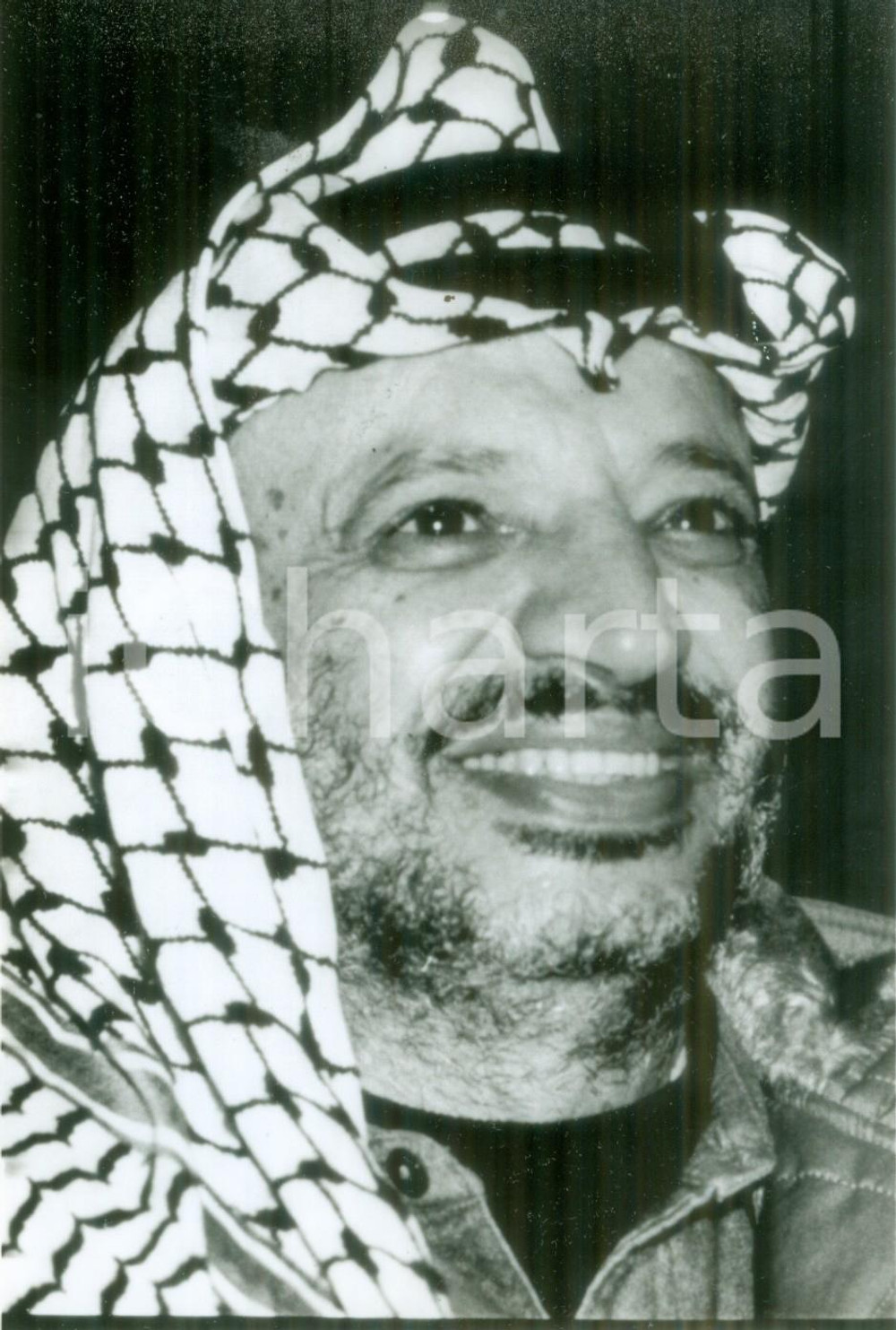 Fotografia d epoca originale 1993 PARIS Leader palestinese Yasser ARAFAT alla televisione israeliana Foto 1