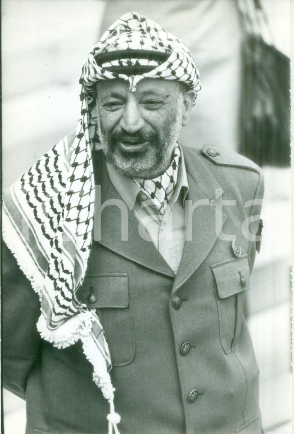 Fotografia d epoca originale 1992 PARIS Leader palestinese Yasser ARAFAT a un incontro Fotografia 1