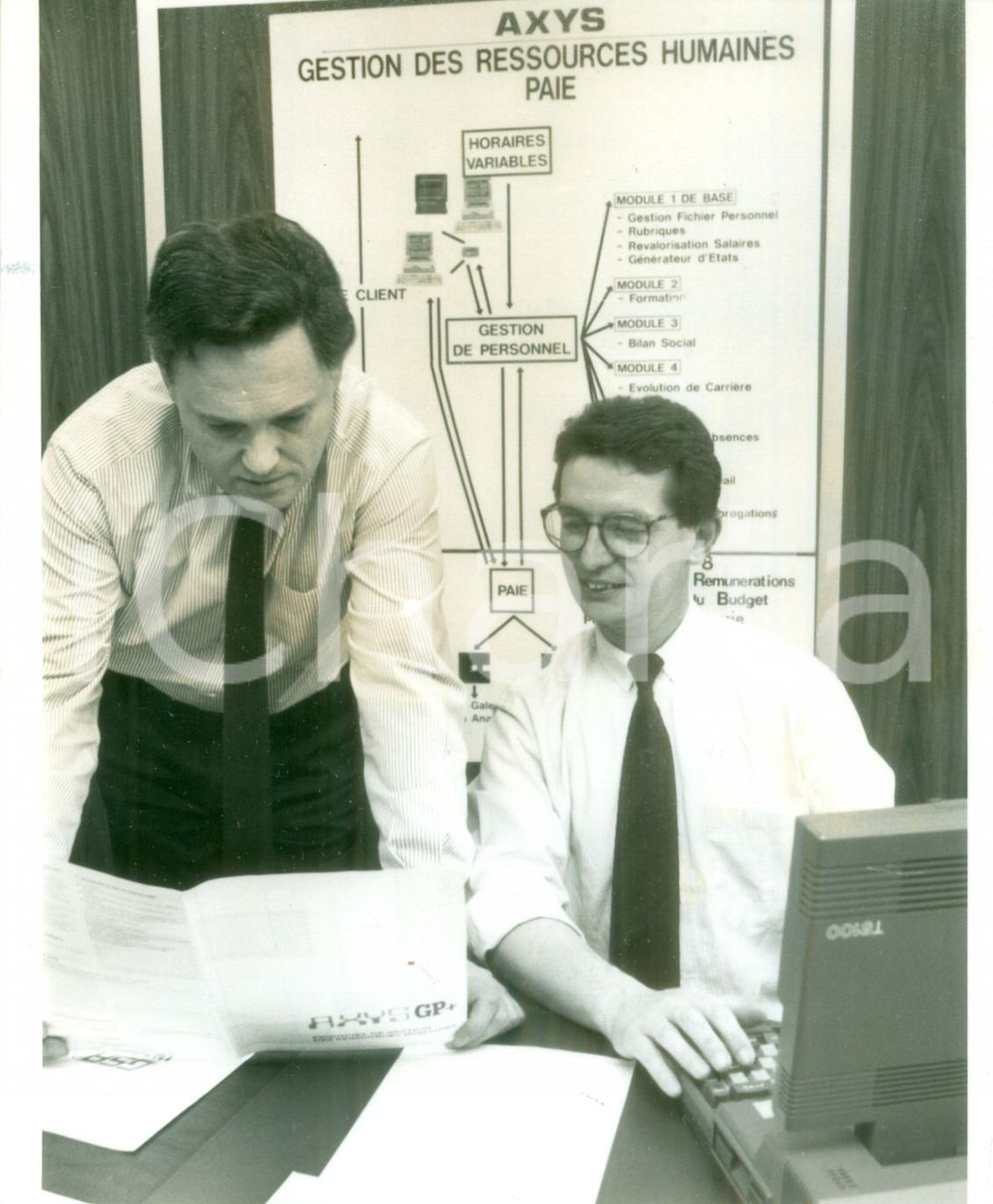 Fotografia d epoca originale 1991 MULHOUSE F Impiegati SociÃ©tÃ© AXYS al lavoro ai computer Fotografia 1