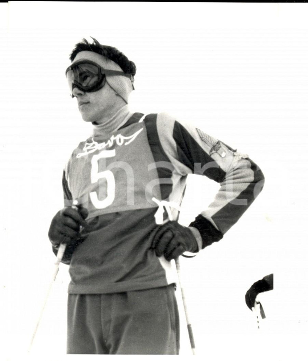 Fotografia d epoca originale 1950 ca SWITZERLAND Campionati SCI ALPINO Ritratto Roger STAUB con la maschera 1