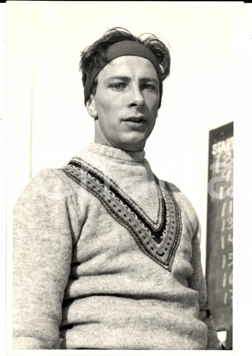 Fotografia d epoca originale 1950 ca SWITZERLAND Campionati SCI ALPINO Ritratto di Remo KURATH Foto 1