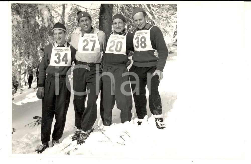 Fotografia d epoca originale 1950 ca SWITZERLAND Campionati SCI DI FONDO Franz REGLI e compagni Fotografia 1