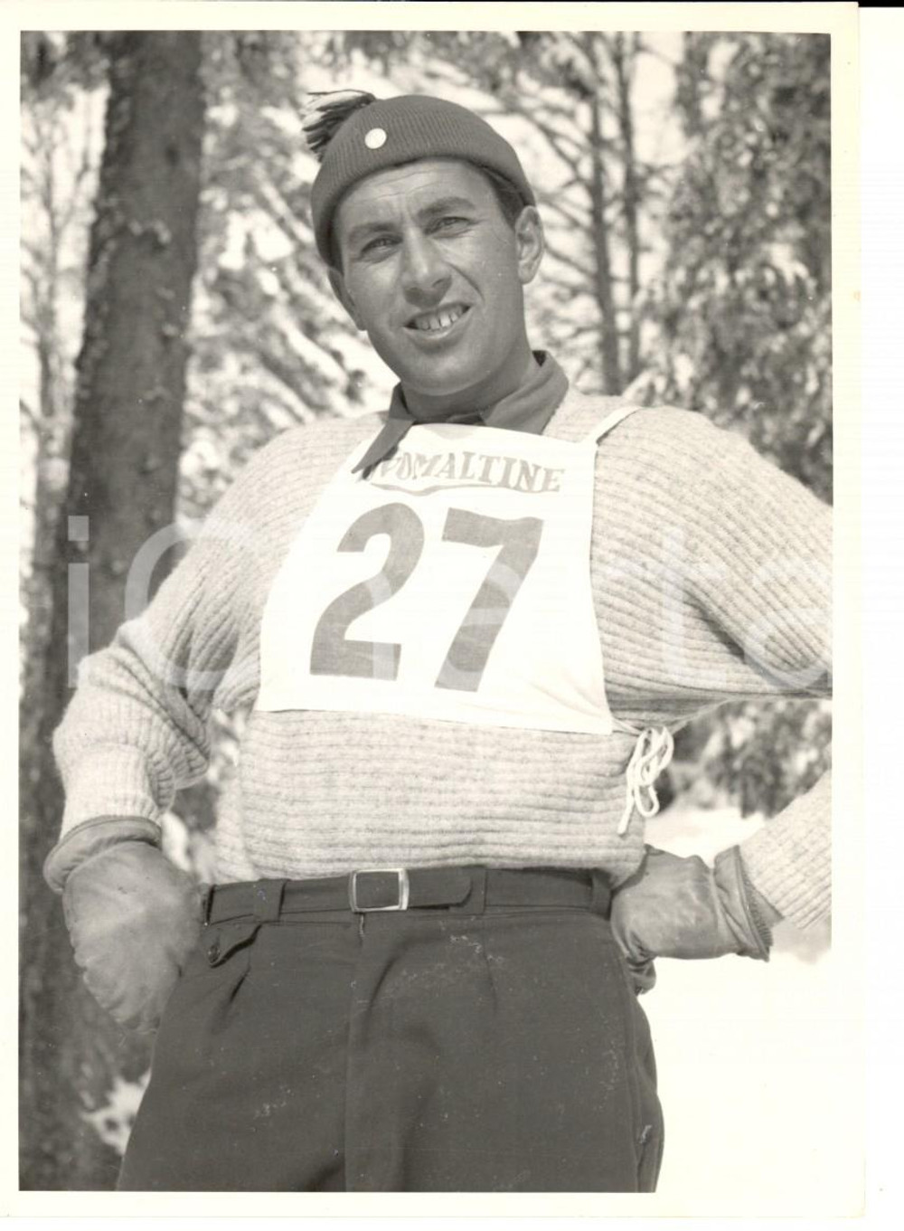 Fotografia d epoca originale 1950 ca SWITZERLAND Campionati SCI DI FONDO Ritratto di Franz REGLI Foto 1