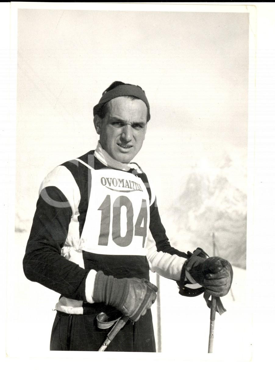 Fotografia d epoca originale 1950 ca SWITZERLAND Campionati SCI ALPINO Ritratto di RenÃ© REY Foto 10x14 1