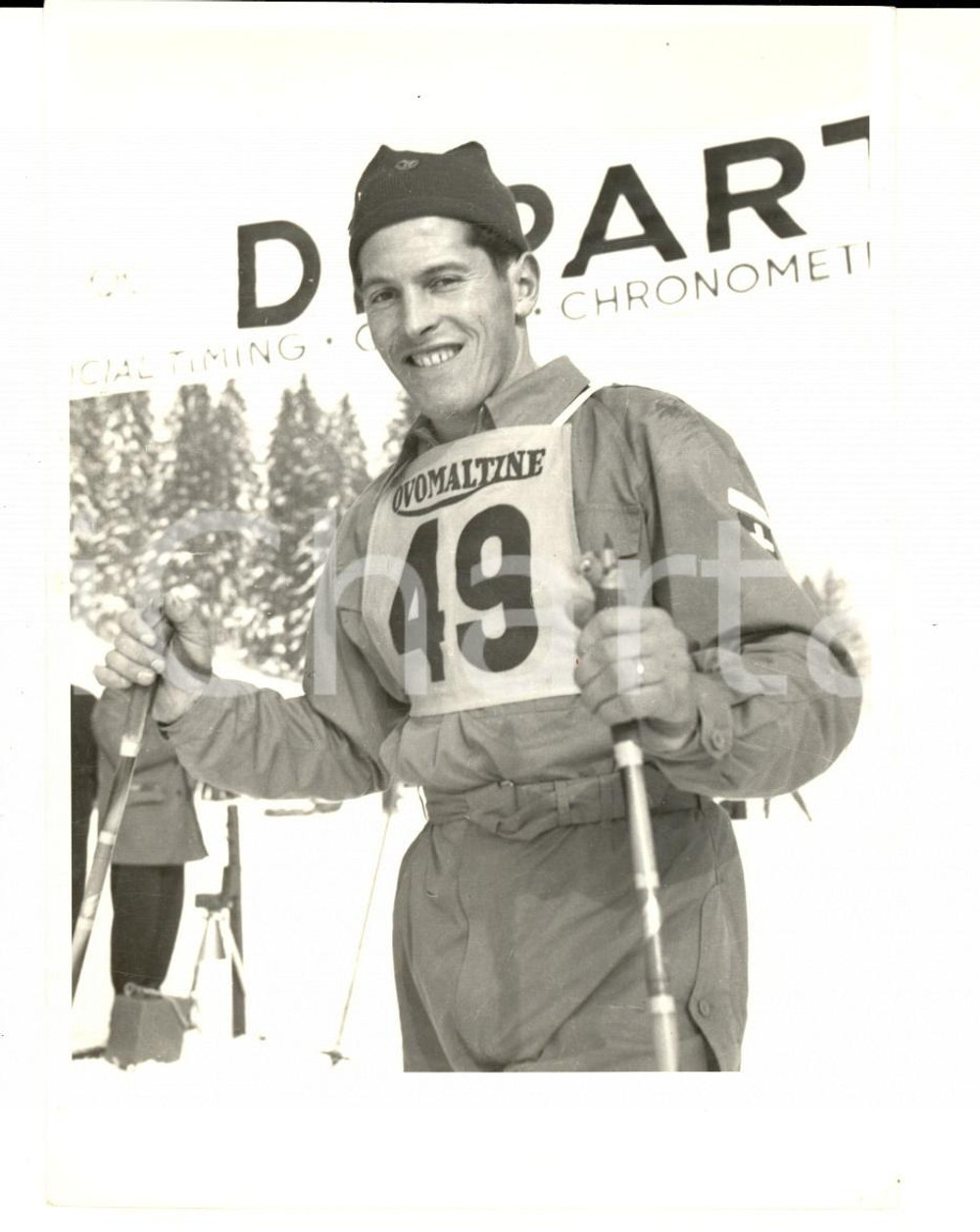 Fotografia d epoca originale 1950 ca SWITZERLAND Campionati SCI ALPINO Ritratto di Michel REY Fotografia 1