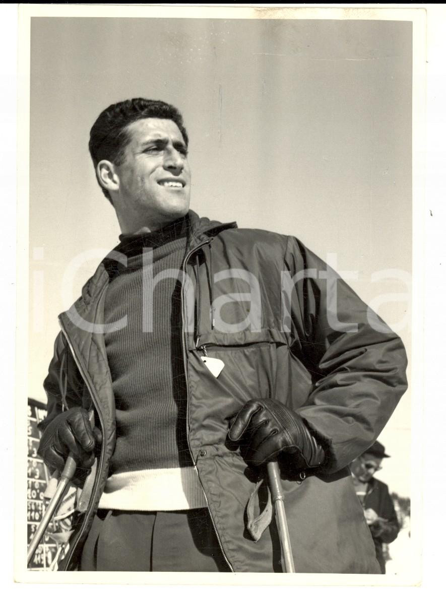 Fotografia d epoca originale 1950 ca SWITZERLAND Campionati SCI ALPINO Ritratto di Gebi POLTERA Foto 1