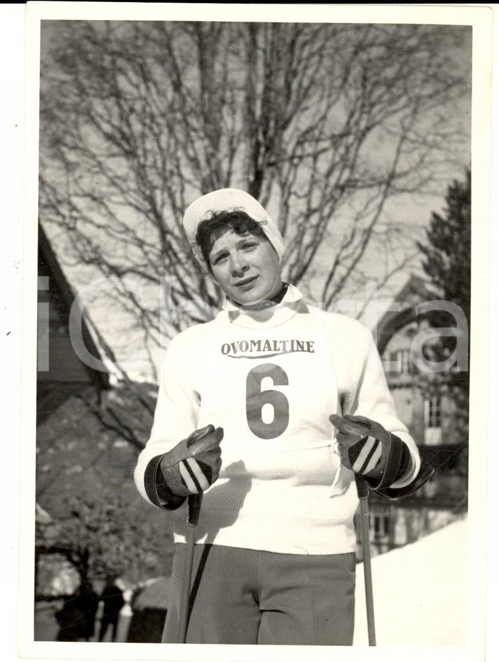 Fotografia d epoca originale 1950 ca SWITZERLAND Campionati SCI ALPINO Ritratto di MichÃ¨le CANTOVA Foto 1