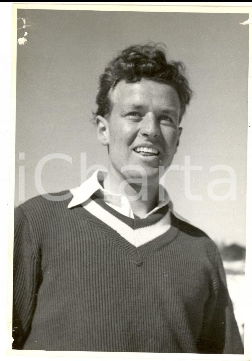 Fotografia d epoca originale 1950 ca SWITZERLAND Campionati SCI ALPINO Ritratto di Rolf OLINGER Foto 1