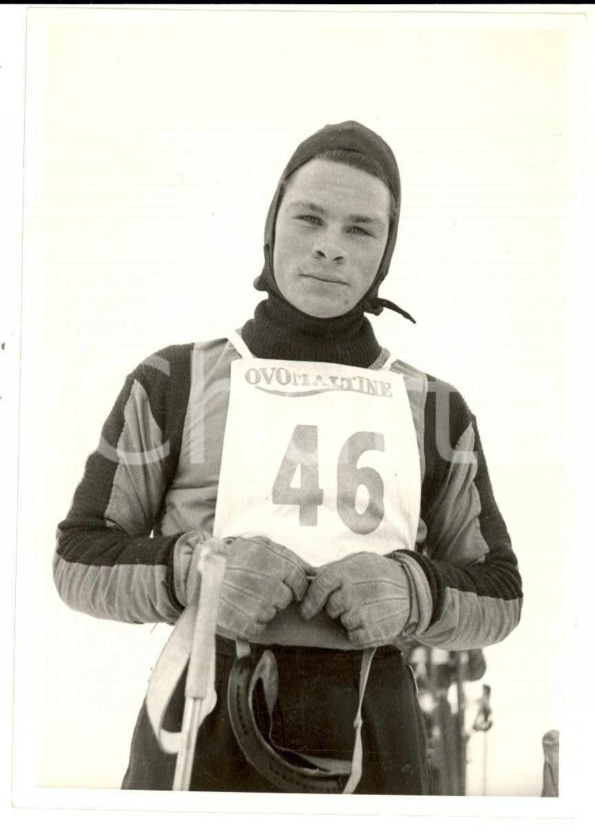 Fotografia d epoca originale 1950 ca SWITZERLAND Campionati SCI ALPINO Alex KALTENBRUNNER pronto per la gara 1