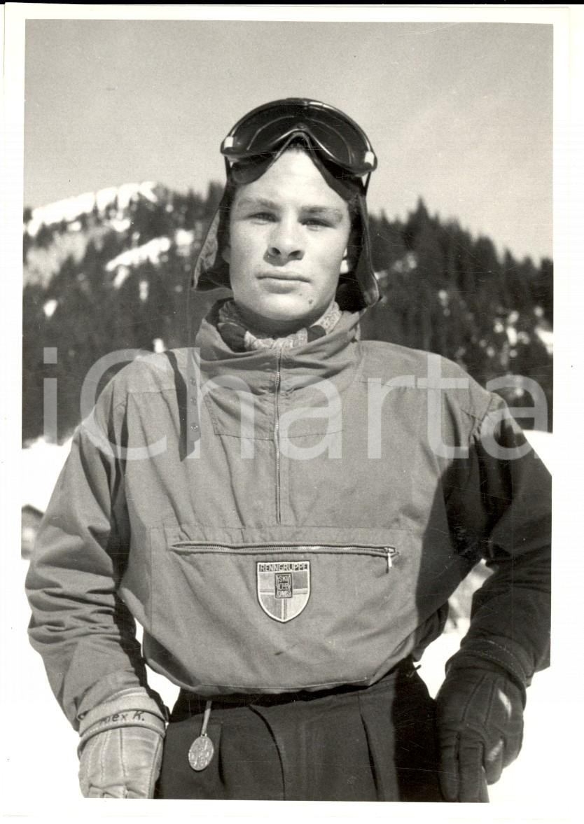 Fotografia d epoca originale 1950 ca SWITZERLAND Campionati SCI ALPINO Alex KALTENBRUNNER  DAVOS Foto 1