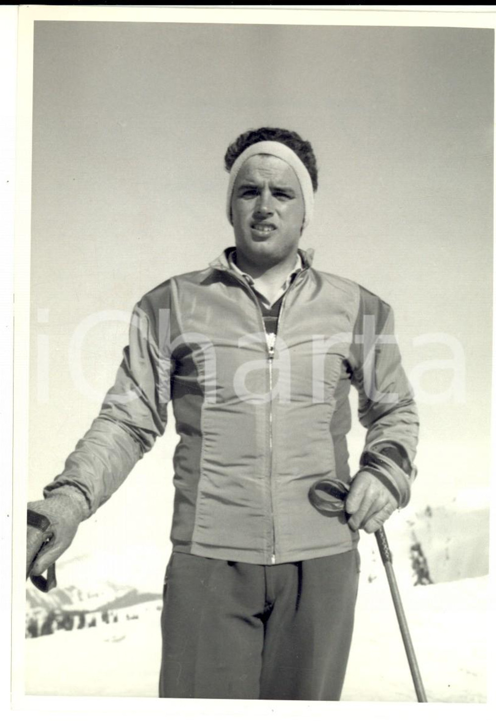 Fotografia d epoca originale 1950 ca SWITZERLAND Campionati SCI ALPINO Ritratto di Raymond FELLAY Fotografia 1