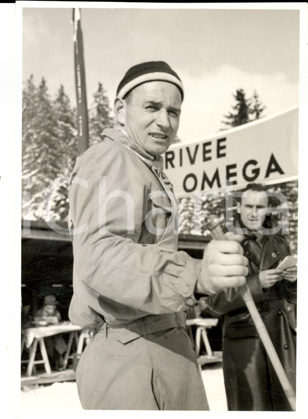 Fotografia d epoca originale 1950 ca SWITZERLAND Campionati SCI ALPINO Ritratto di AndrÃ© RAYMOND Foto 1