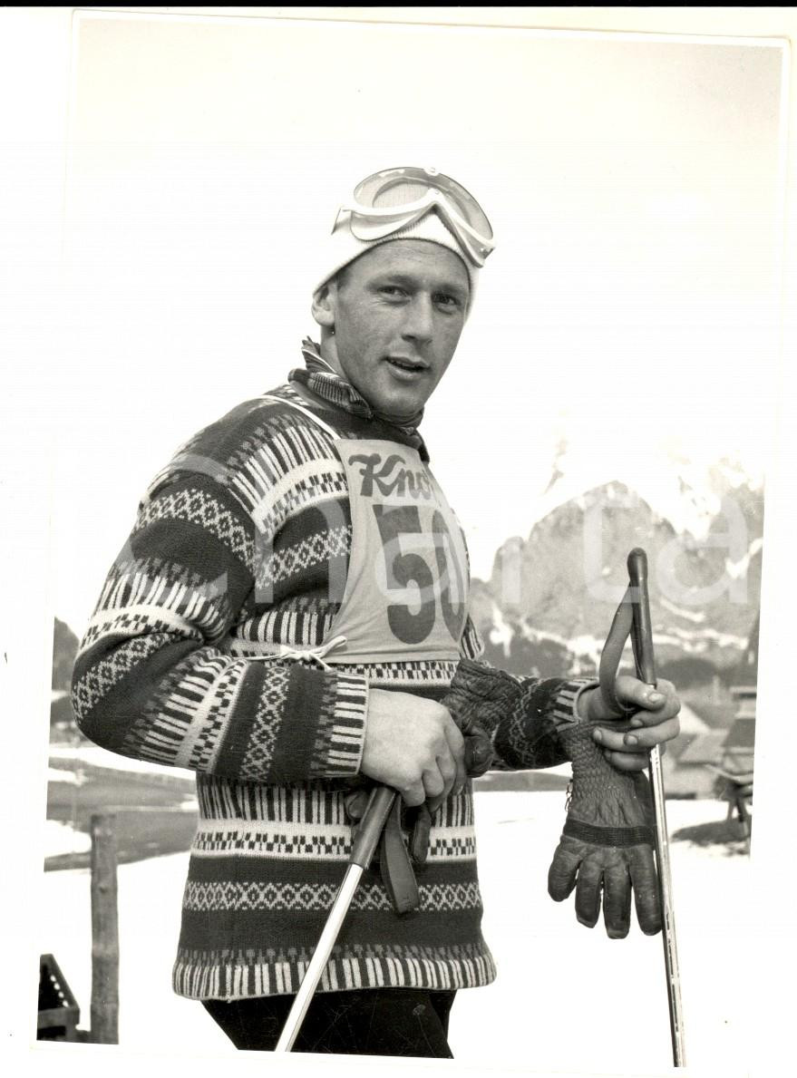 Fotografia d epoca originale 1950 ca SWITZERLAND Campionati SCI ALPINO Ritratto di Willy FONER Foto 1