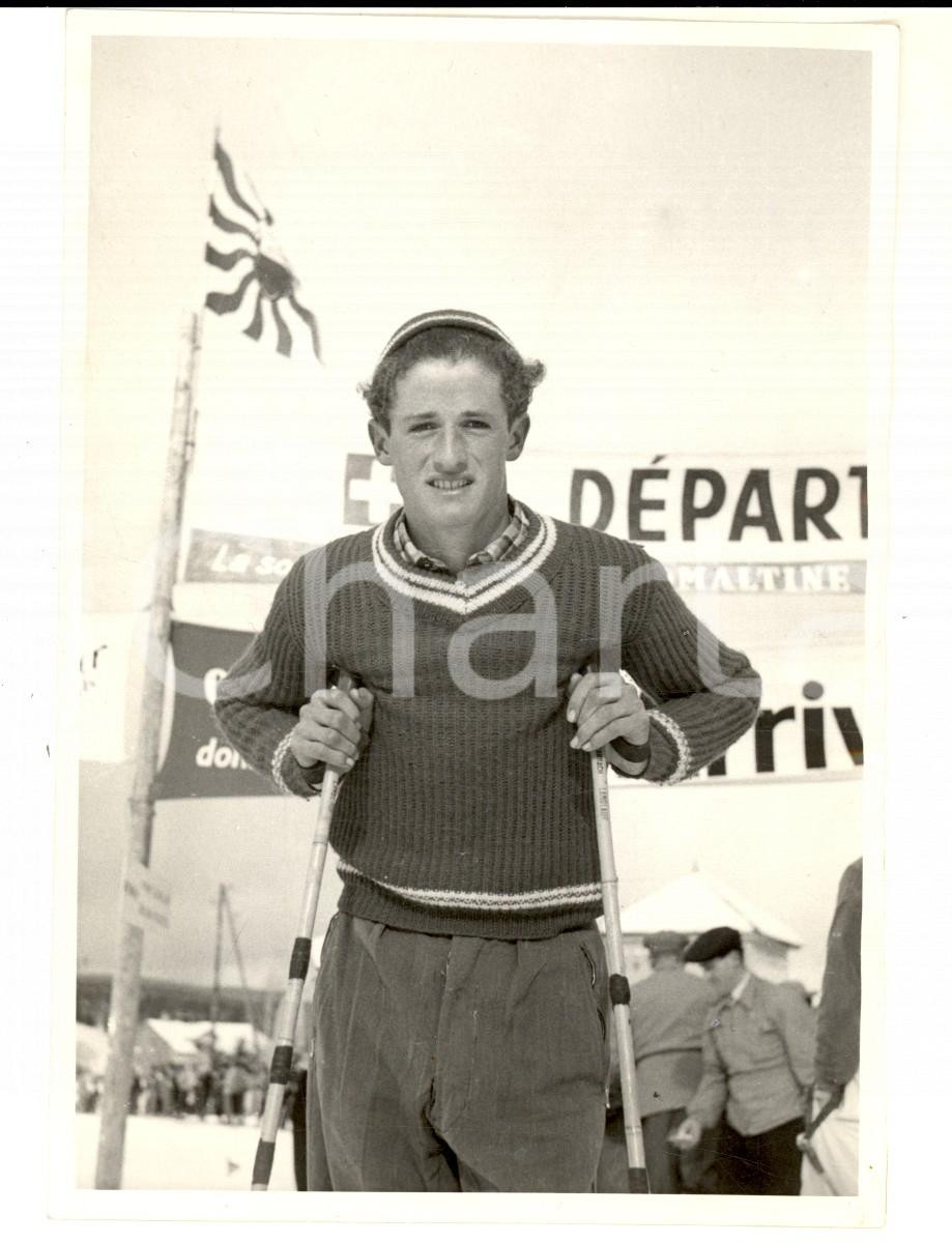 Fotografia d epoca originale 1950 ca SWITZERLAND Campionati SCI ALPINO Ritratto di Victor KRONIG Foto 10x14 1