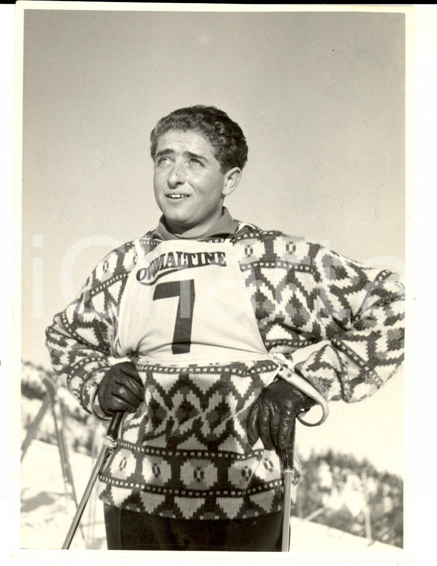 Fotografia d epoca originale 1960 ca SWITZERLAND Campionati SCI ALPINO Werner SCHMID sulle piste Foto 1
